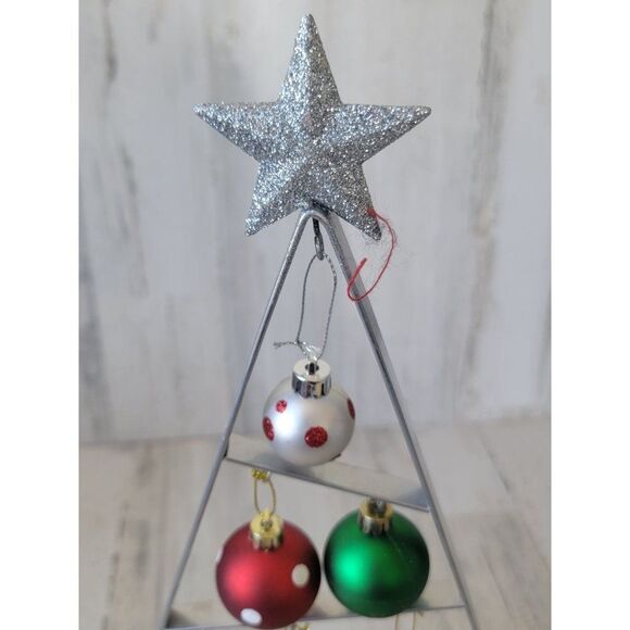Silver Tree frame ball ornament glitter Xmas Decor figure - Picture 2 of 12